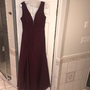V-Neck with slit prom dress
